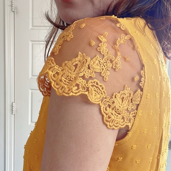 019 Boho Swiss Dot puff sleeve Floral Lace Blouse - Picture 6 of 15